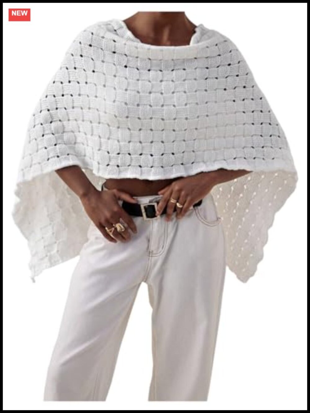 Crochet Knit Poncho Shawl Wrap Boho Sweater Top